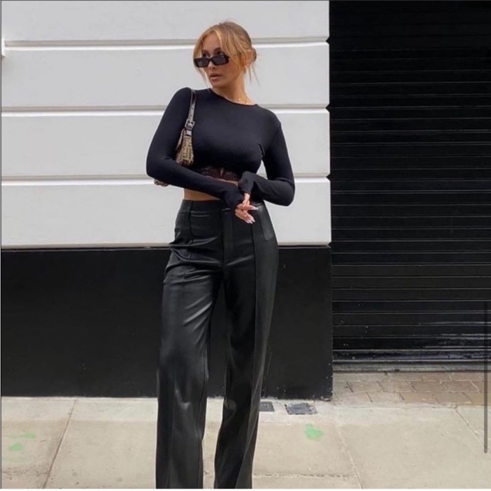 NWT Zara Francoise Leather Straight Leg Pants